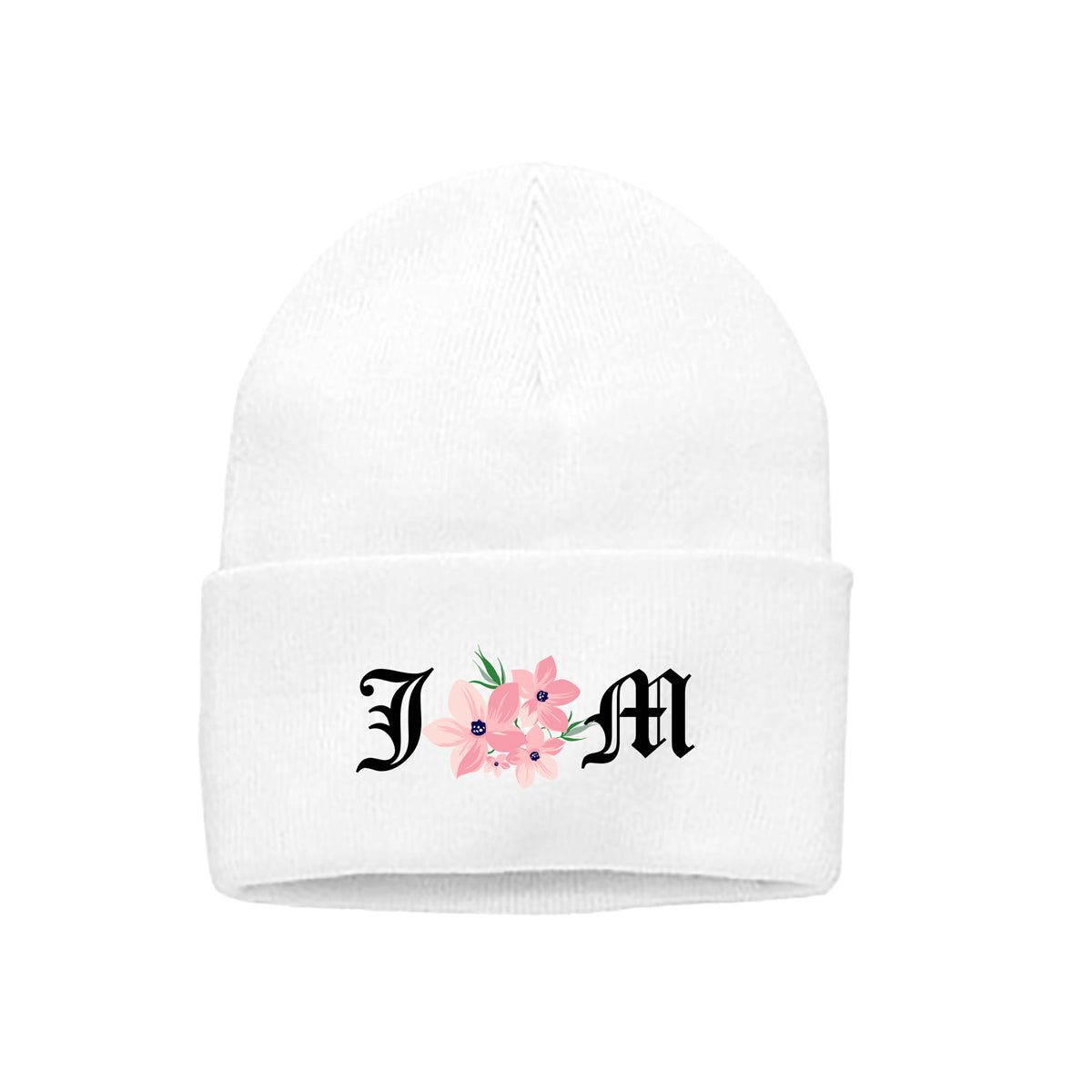 WHITE FLOWER BEANIE